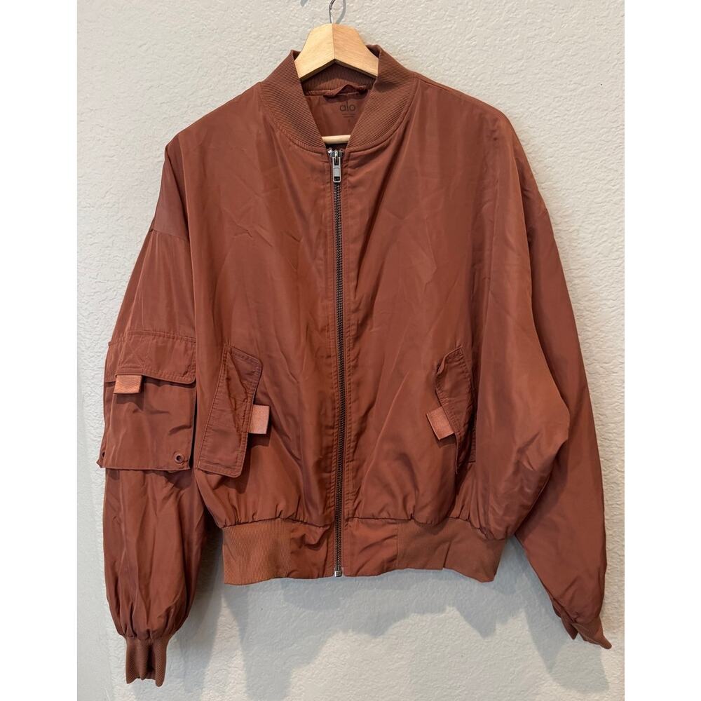 NEW ALO YOGA It Girl Bomber Jacket In Chestnut Size Small - Picture 14 of 15